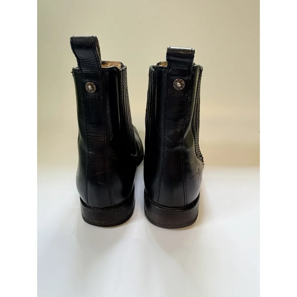 FRYE Women's Pippa Moto Chelsea Boot Leather pull on Black 7.5 B Broken In Edgy